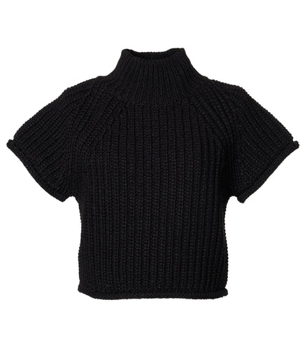 バックタグ半袖ニットトップス - MEPU