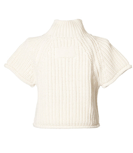 バックタグ半袖ニットトップス - MEPU