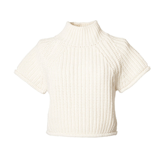 バックタグ半袖ニットトップス - MEPU