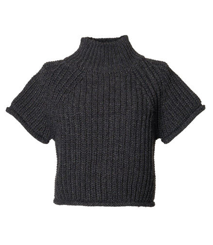 バックタグ半袖ニットトップス - MEPU